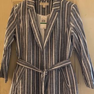 Michael Kors Women’s Stripped Linen Blend Jacket